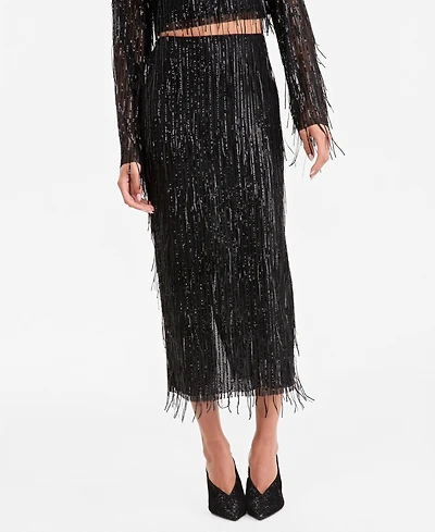 Lapointe X Macy's Women's High-Waisted Midi Sequin Fringe Skirt, Exclusive
