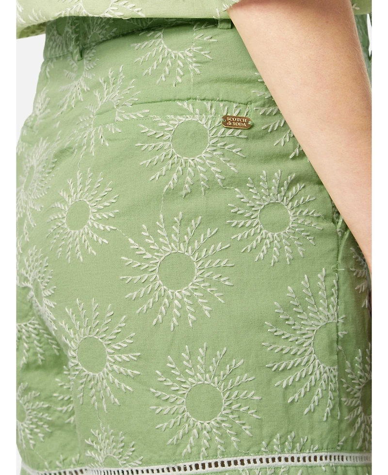Scotch & Soda Women's High Rise Broderie Shorts