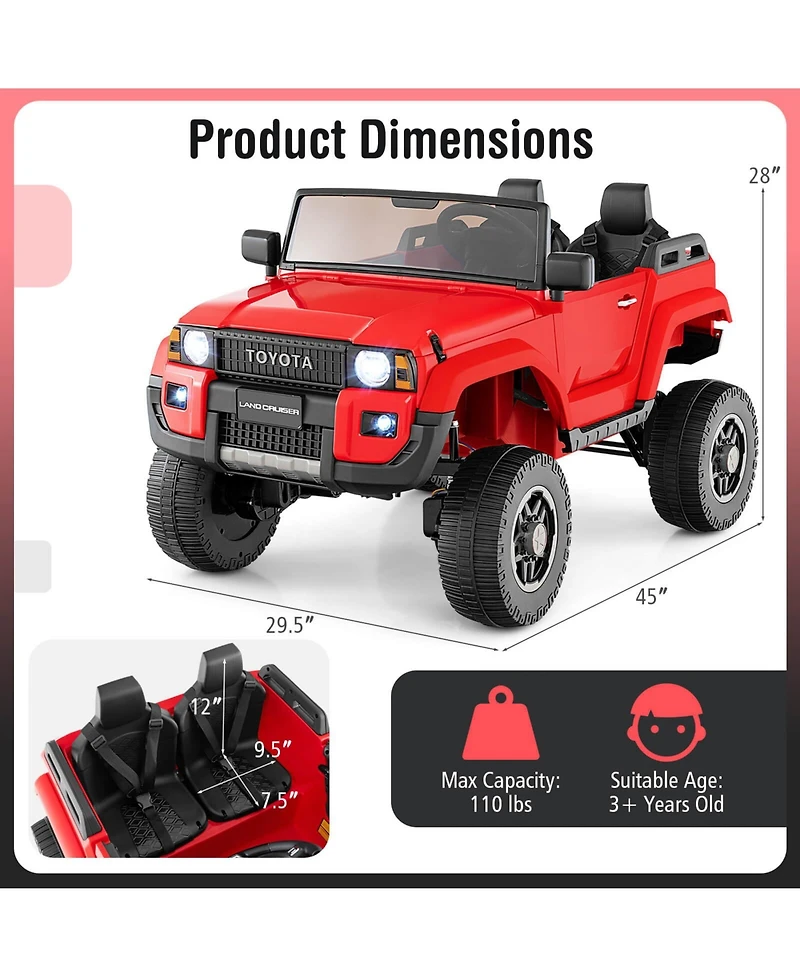 Costway Outdoor & Ride On Toys 24V 2 Seater Ride on Car for Kids Licensed Toyota LC250 Ride on Truck with Remote