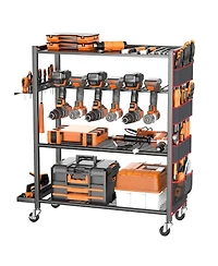 Xdovet Rolling Power Tool Storage Cart Drill Organizer Rack Wheels