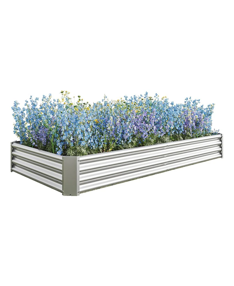 Streamdale Furniture 2Piece 8x4x1ft Metal Raised Rectangle Garden Planter Beds