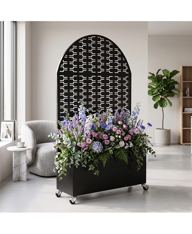 Streamdale Furniture Arched Metal Privacy Screen with Planter Box 70.87'' Tall