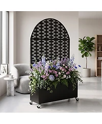 Streamdale Furniture Arched Metal Privacy Screen with Planter Box 70.87'' Tall
