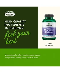 Swanson Albion Magnesium Glycinate 133 Milligram Chelated Magnesium Supplement, 90 Capsules