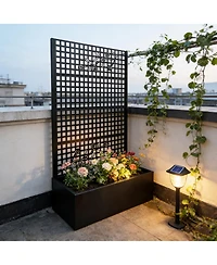 Streamdale Furniture Metal Planter Box with Trellis 70.9''H x 43.3''W Outdoor Raised Garden Bed
