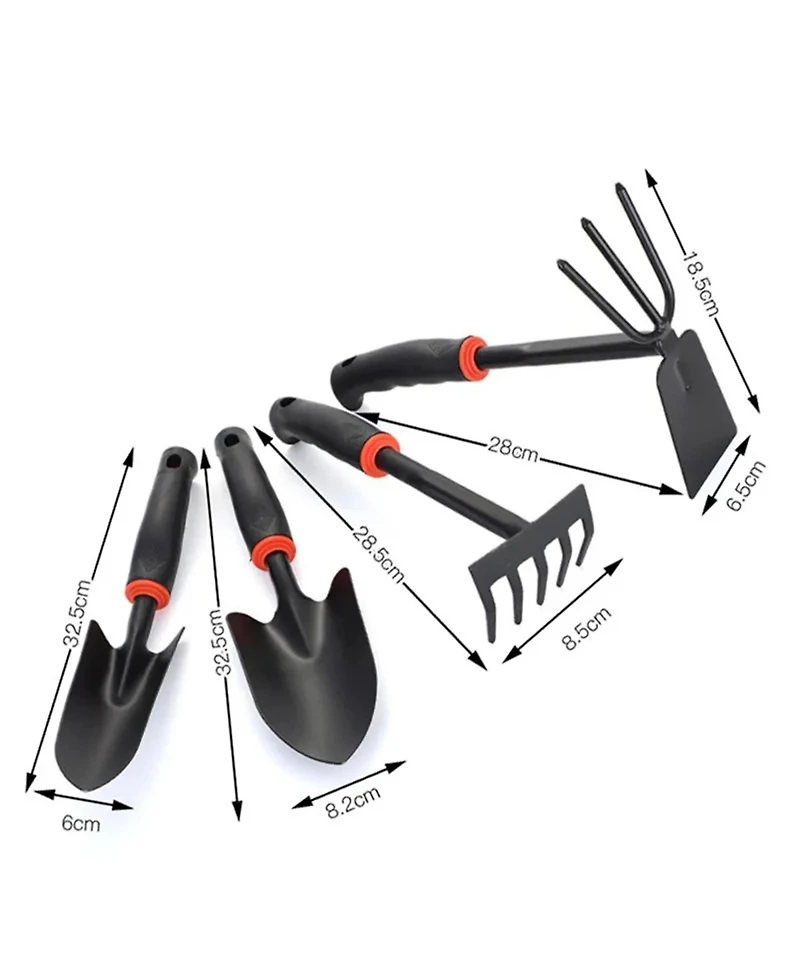Xdovet Garden Tool Set 4 Pieces Shovels Rake Cultivator Rust-resistant Iron Rubber Grip