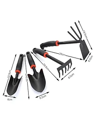 Xdovet Garden Tool Set 4 Pieces Shovels Rake Cultivator Rust-resistant Iron Rubber Grip