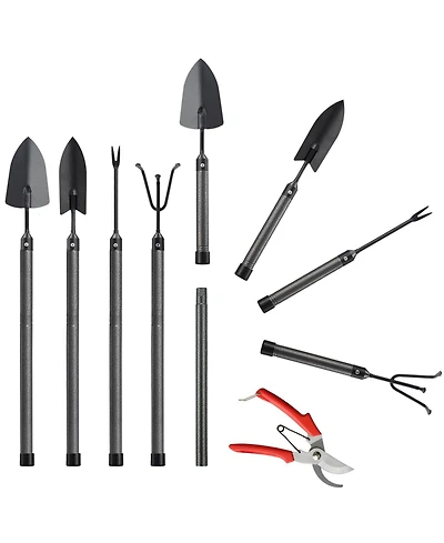Xdovet Garden Tool Set 5 Heavy Duty Rustproof Metal Shovel Weeder Tiller Shear