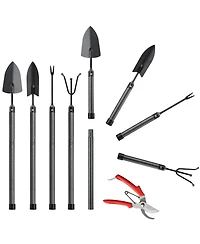 Xdovet Garden Tool Set 5 Heavy Duty Rustproof Metal Shovel Weeder Tiller Shear