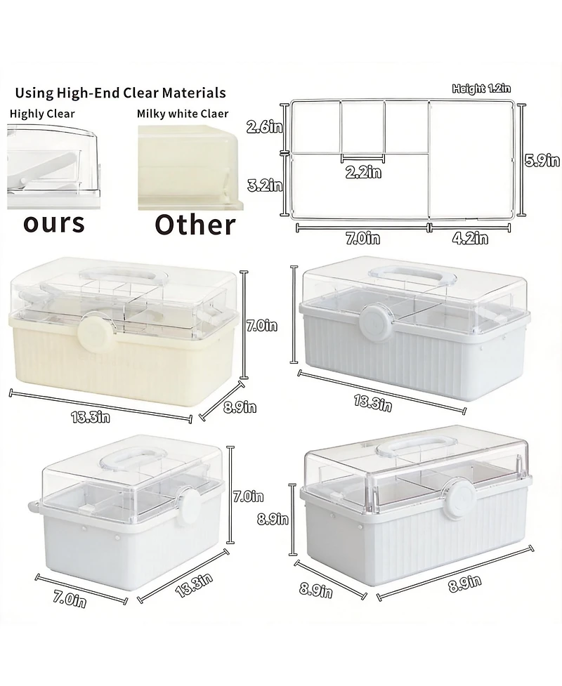 Xdovet Plastic Craft Box 3-Layer Multipurpose Organizer