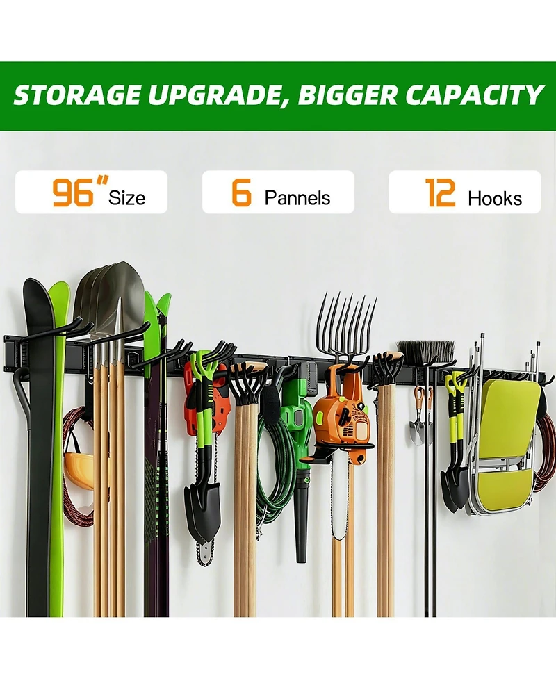 Xdovet Garden Tool Organizer Wall Mount with Hooks Straps Holder