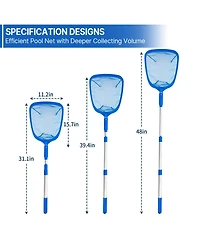 Xdovet Pool Skimmer Net Telescopic Pole Fine Mesh Aluminum Frame - C
