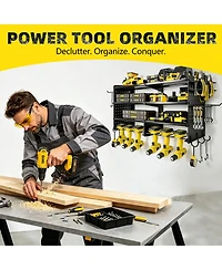 Xdovet Power Tool Organizer Wall Mount 4 Tier Heavy Duty Storrack Drill Holder Hooks Garage Workshop Storage Rack