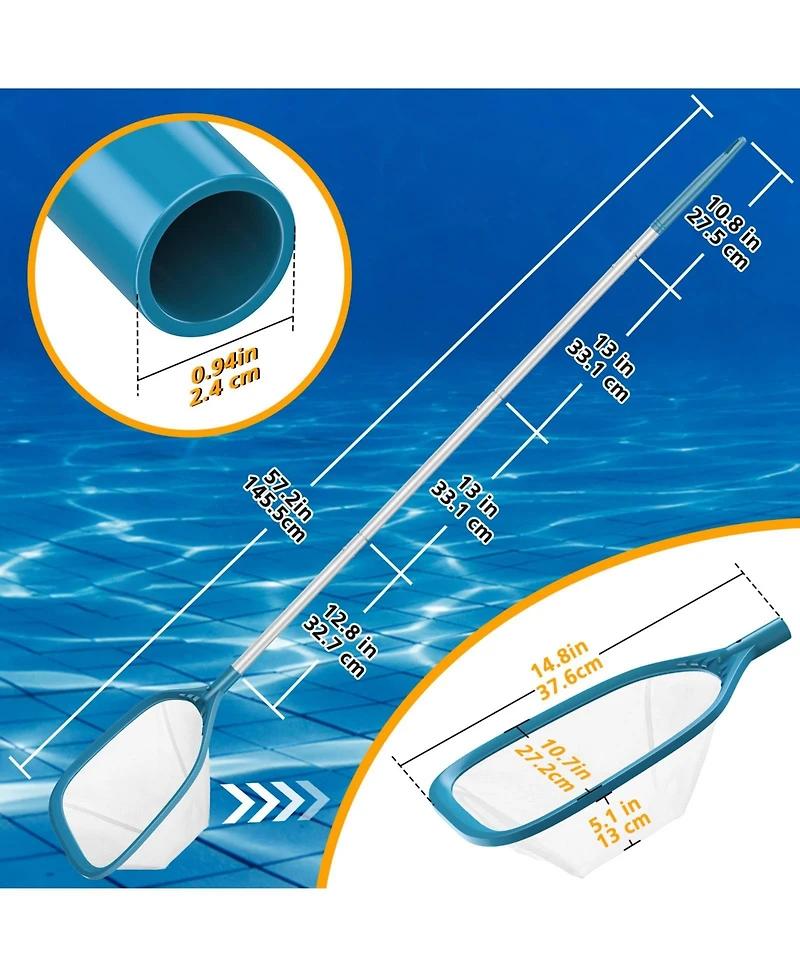 Xdovet Pool Skimmer Net Aluminum Poles Fine Mesh Debris Removal