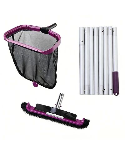 Xdovet Pool Skimmer Net Brush Head Adjustable Pole Set