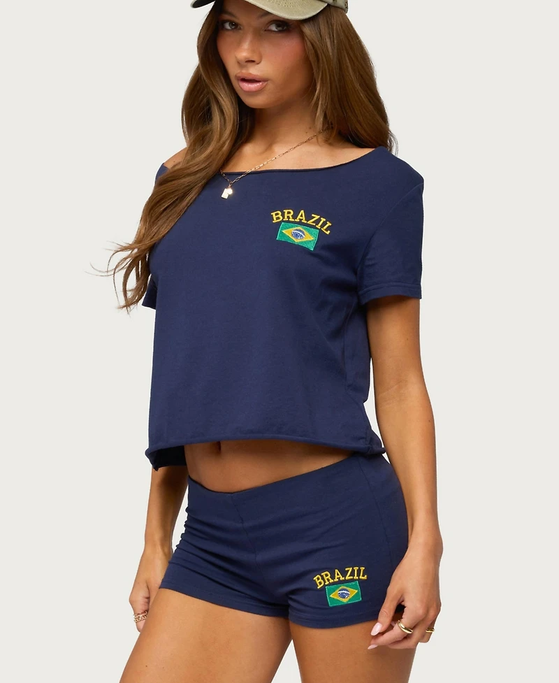 Edikted Women's Brazilian Babe Off Shoulder T Shirt