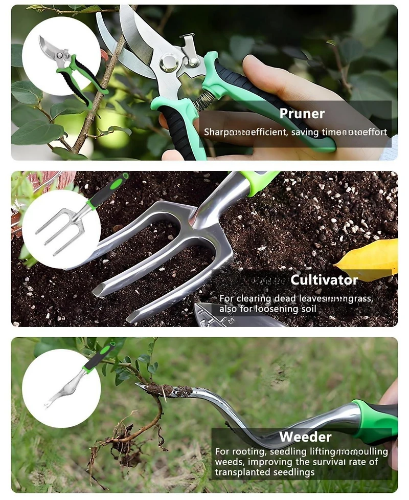 Xdovet Garden Tools Set Heavy Duty Hand Non Slip Handle Storage Bag Professional 10PCS