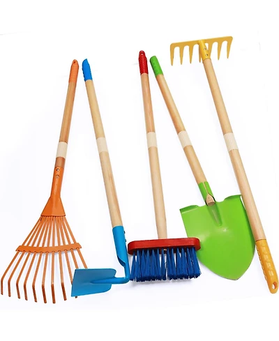 Xdovet Kids Gardening Tools Set Shovel Rake Spade Hoe Broom Outdoor Yard Gifts