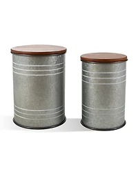Glitzhome Modern Metal Storage Accent Table or Stool, Set of 2
