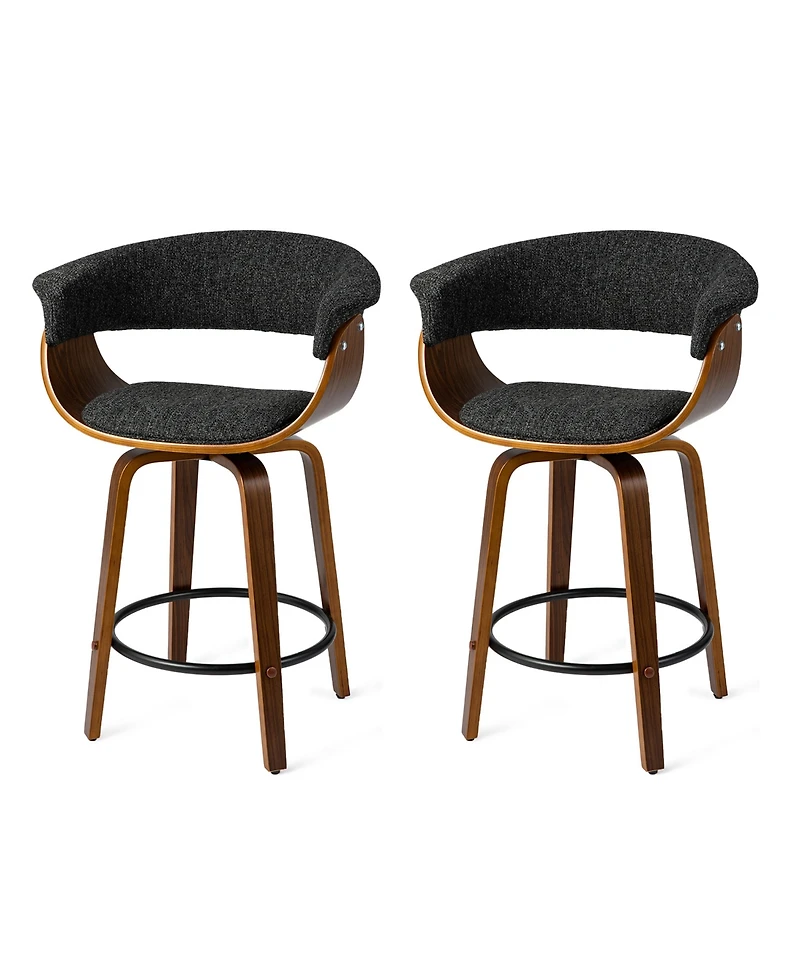 Glitzhome Mid-Century Modern Foam Swivel Counter Stool, Set of 2