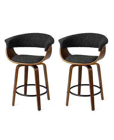 Glitzhome Mid-Century Modern Foam Swivel Counter Stool, Set of 2