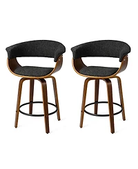 Glitzhome Mid-Century Modern Foam Swivel Counter Stool, Set of 2