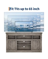 homfan Farmhouse Fireplace Tv Stand, 58 Inch Entertainment Center with 36 Electric Fireplace, 3D Realistic Flame, Media Console for Living Room