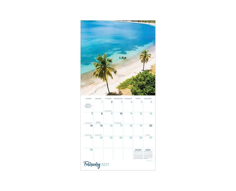 Tf Publishing Paper Goods 2027 Tropical Beaches Mini Calendar