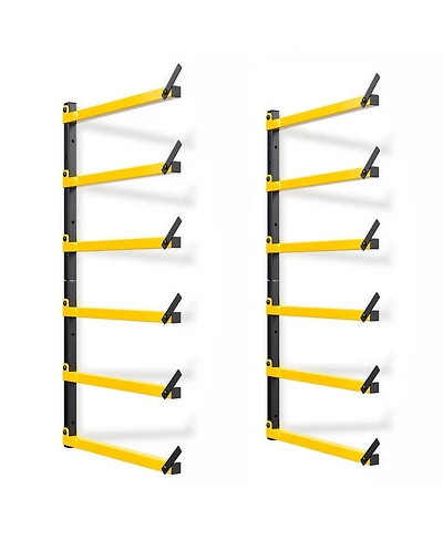 Xdovet Lumber Rack Folding Wall-Mounted Metal 6-Level Heavy Duty Garage Organizer Wood Storage Indoor Outdoor
