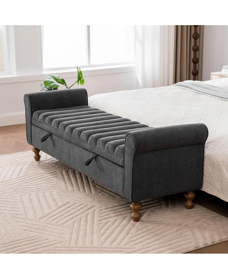 Streamdale Furniture 65.55'' Modern Upholstered Storage Bench with Rolled Arms
