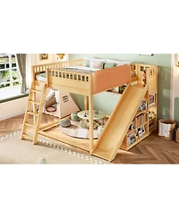 Streamdale Furniture Loft Bed with Upholstered Headboard Storage Ladder and Slide