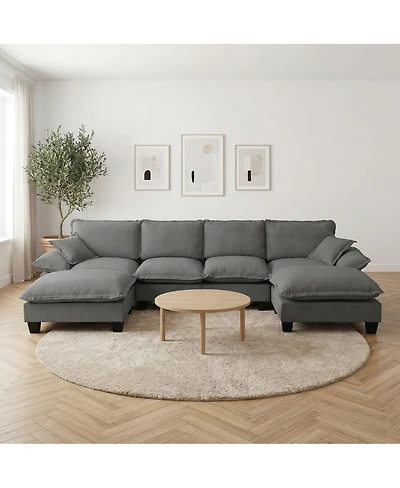 Streamdale Furniture Modular 6-Seater U-Shape Cloud Sofa with Movable Ottomans