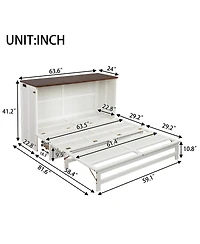Streamdale Furniture Queen Murphy Bed Cabinet with Storage Charging Station and Usb Port