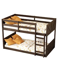 Streamdale Furniture Bunk Bed with Built-in Ladder Antique