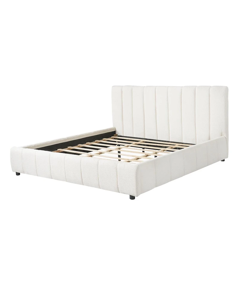 Streamdale Furniture King Size Boucle Upholstered Bed Frame with Thick Headboard