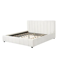 Streamdale Furniture King Size Boucle Upholstered Bed Frame with Thick Headboard