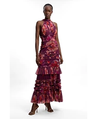 Karen Millen Women's Floral Tulle Maxi Dress