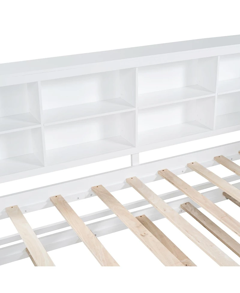 Streamdale Furniture Wooden Twin Daybed with Trundle Storage Shelf and Usb Ports