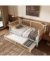 Streamdale Furniture Traditional Rattan Twin Daybed with Trundle Antique