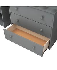Streamdale Furniture Low Study Twin Loft Bed with Cabinet and Rolling Portable Desk