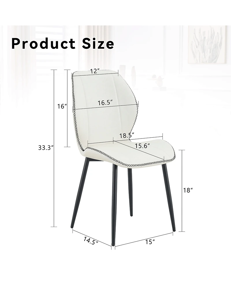Streamdale Furniture 4-Pack Luxury Pu Leather Dining Chairs with Adjustable Metal Legs