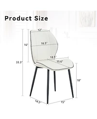 Streamdale Furniture 4-Pack Luxury Pu Leather Dining Chairs with Adjustable Metal Legs