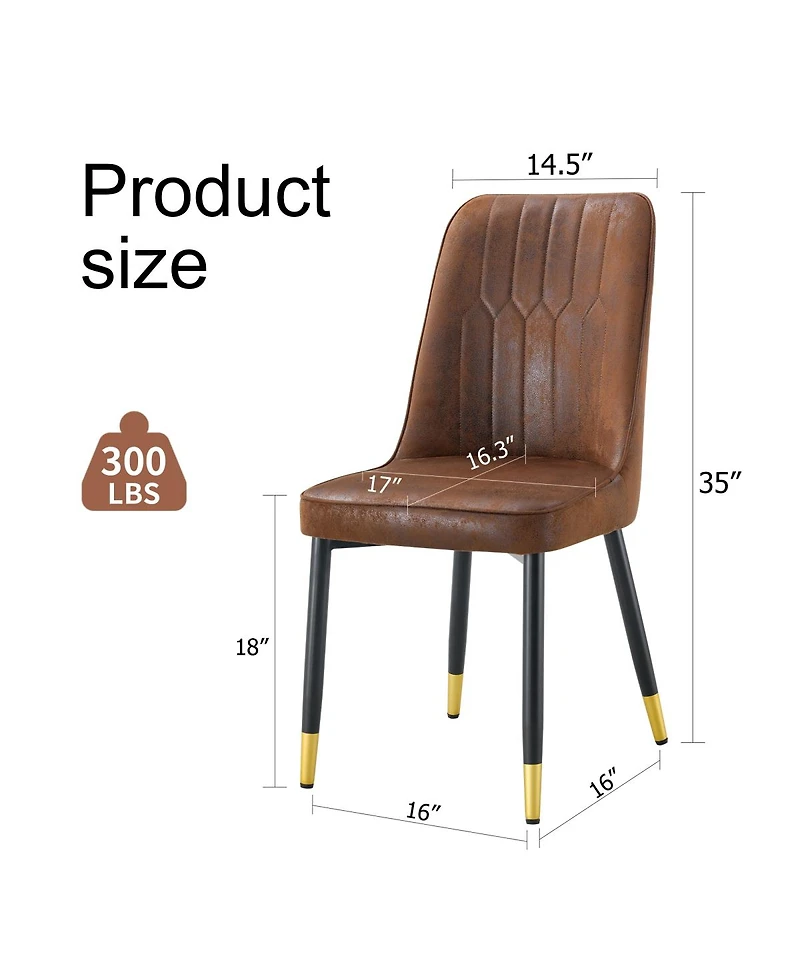 Streamdale Furniture Suede-Like Velvet Dining Chairs with Metal Legs Set of 2