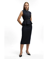 Karen Millen Women's Sleeveless Peplum Midi Dress