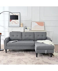 Streamdale Furniture 75'' Modern Fabric Sofa with Built-in Storage and Comfortable Pp Cotton Cushions