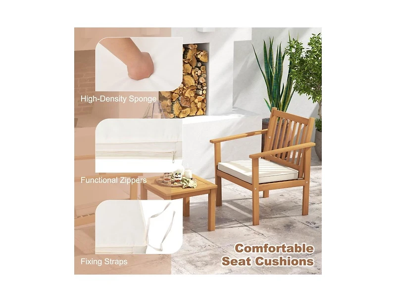 Boyel Living Patio Wood Furniture Set with soft Cushions for Porch