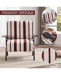 Streamdale Furniture Modern Striped Armchair with Solid Wood Legs (Set of 2)