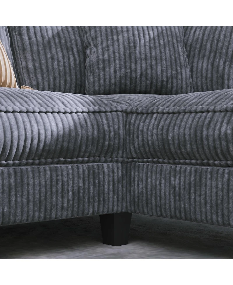 Streamdale Furniture 97'' Corduroy L-Shaped Corner Couch with Armrest Storage