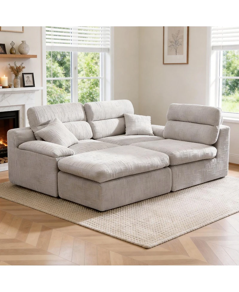 Streamdale Furniture L-Shaped Slub Chenille Corner Chaise Sofa