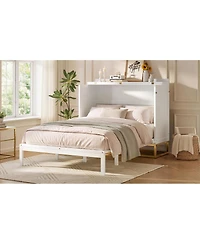 Streamdale Furniture Murphy queen bed with Wooden doors design fake drawers metal legs